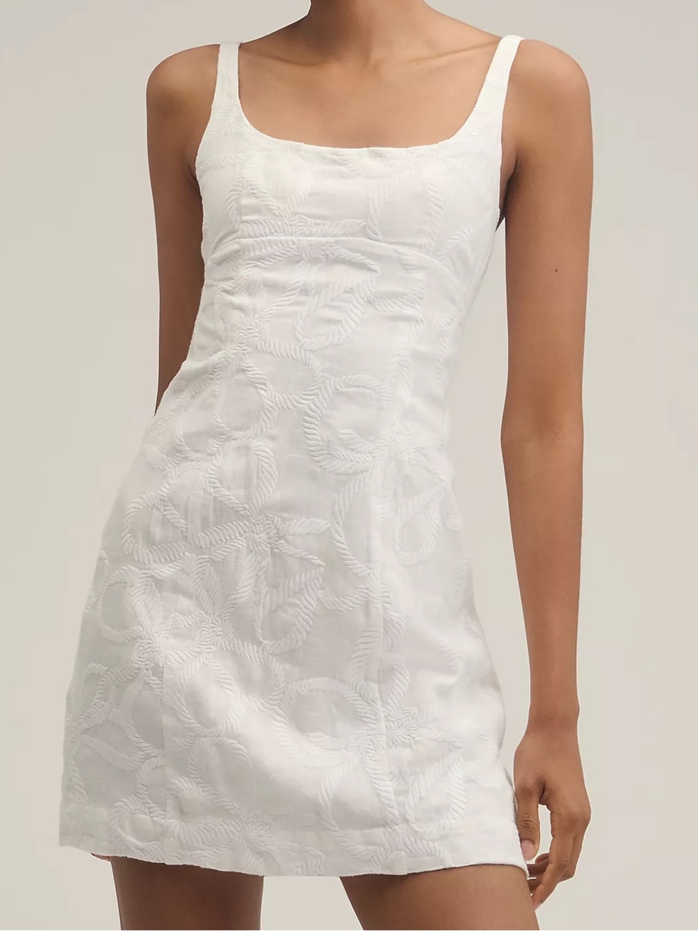 Lovaan Camilla Square-Neck Linen Mini Dress, with nautical detailing